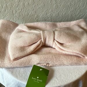 Kate Spade: Pastry Pink Gathered Bow Neckwarmer- Knit
